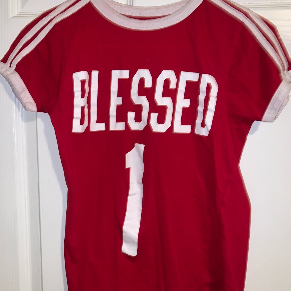 Red and White blessed top
